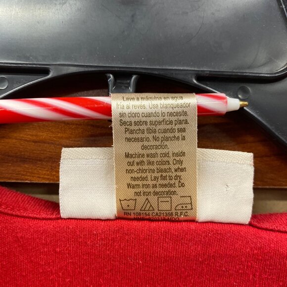 Xmas Santas Helper Novelty Tshirt MC Sportswear L Red Elf Rhinestones Kitschy - Picture 7 of 10